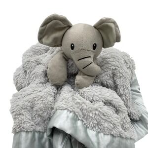Everyday Kids Elephant Lovey Blanket Plush Satin Trim 30x30‎ Security Gray